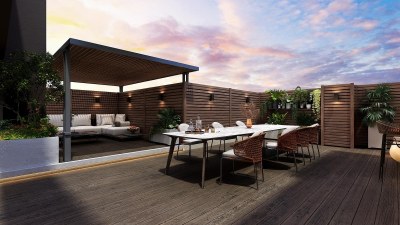 现代屋顶花园3D模型下载